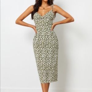 Petal and Pup Green/White Flora Midi Dress